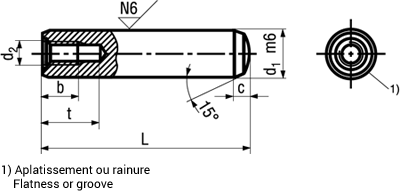 Goupille cylindrique avec trou taraude trempÃ© rectifiÃ©e m6